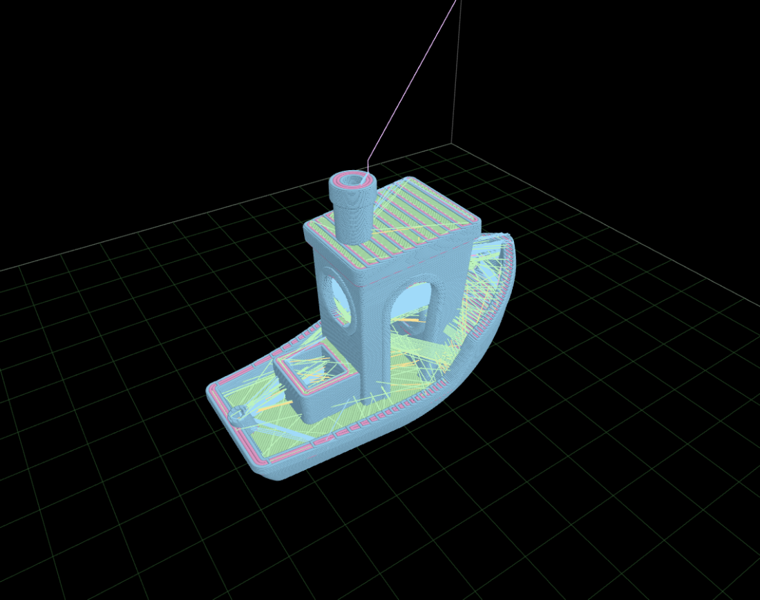 3DBenchy rendered as tubes with feature coloring in the showcase viewer