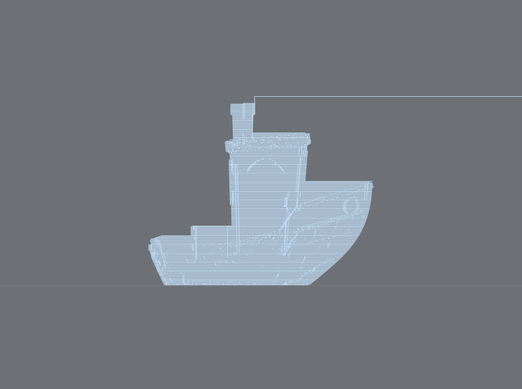 3DBenchy from the front, orthographic